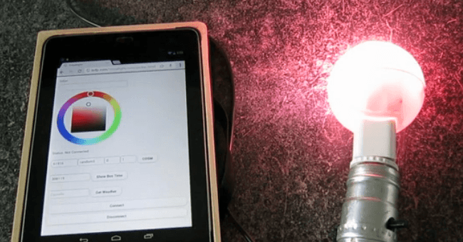 Visualight open-source Wi-Fi enabled light bulb in action