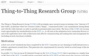 IRTF Thing-to-Thing Research Group (T2TRG)